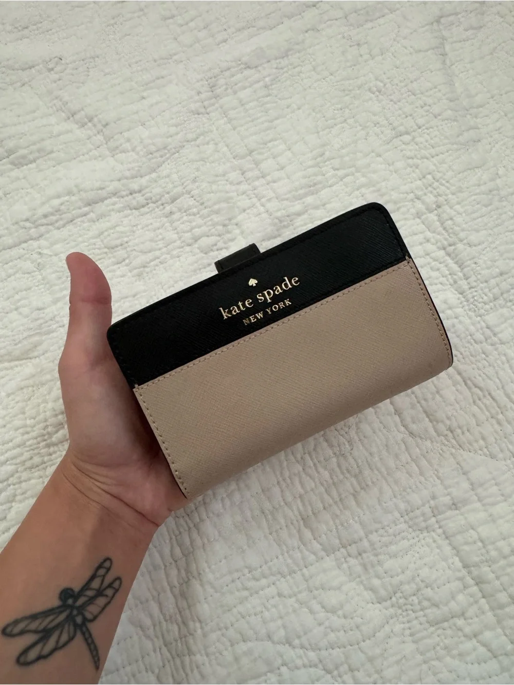 Kate Spade New York Staci Medium Compact Bifold Wallet Warm Beige